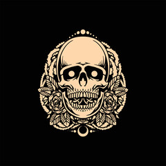 dark skull tattoo vector design