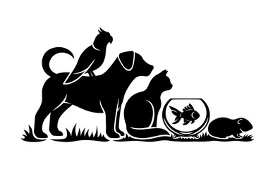 Icon with pets isolated on white background.