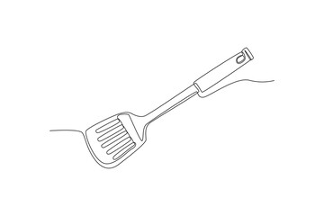 Continuous one line drawing kitchen spatula. Kitchen appliances concept. Single line draw design vector graphic illustration.