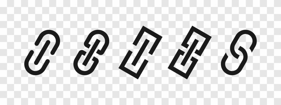 Link vector icons set isolated on transparent background. Internet URL, web page hyperlink chain symbols.Vector illustration.