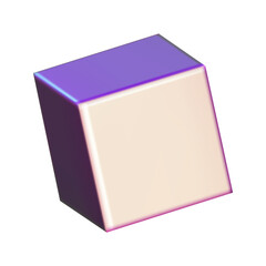 3d pink metal neon gradient cube shapes render. Vector abstract element. Futuristic iridescent holographic isometric box