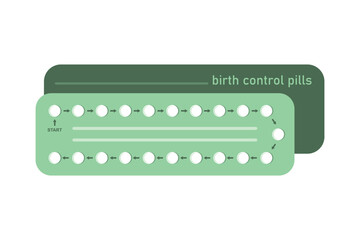 birth control pills info graphic isolated on white