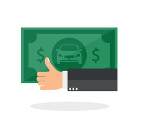 Buying and Renting a car concept. car and dollar icon vector.
