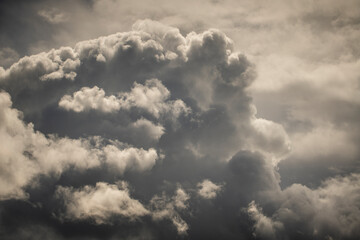 Dramatic stormy sky with beautiful cloud at sundown before the rain