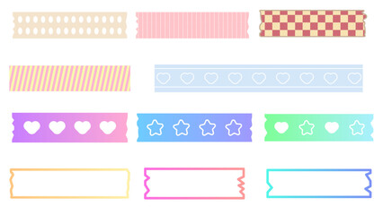 collection set of the cute masking tape, washi tape for the planner, journal, to do list, and checklist paper. cute and simple for your design