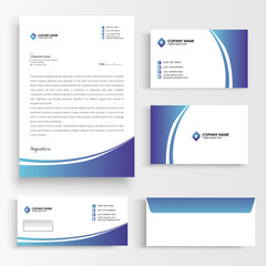 blue color professional business stationary set