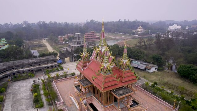 Cambodia Lumbini Buddhist Temple in Lumbini Nepal from aerial view.