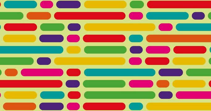 animation of curved blocks of horizontal colorful lines on a transparent background