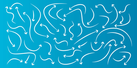 Big set of hand drawn arrows, set of arrow isolated directional arrows style