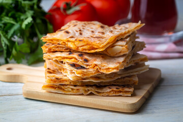 Traditional delicious Turkish food; Potato Pie (Turkish name; patatesli gozleme - gozleme)