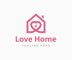 Love house logo design template. Love home logo design