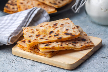 Traditional delicious Turkish food; Potato Pie (Turkish name; patatesli gozleme - gozleme)