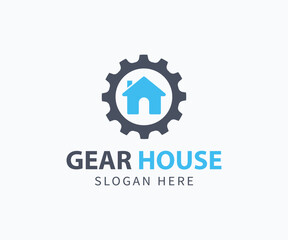 Gear House Logo Template. Home Repair Logo