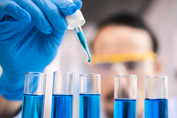 Health care researchers working in life science laboratory, medical science technology research work for test a vaccine, coronavirus covid-19 vaccine protection cure treatment