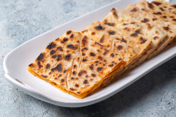 Traditional delicious Turkish food; Potato Pie (Turkish name; patatesli gozleme - gozleme)