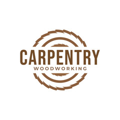 wood working lodge carpenter factory vector logo design template