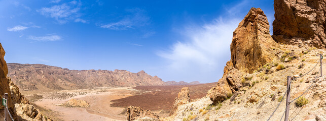 panoramic view of the Teide volcano on a blue sky day in summer