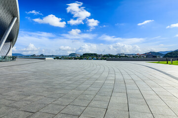 Empty square floor and beautiful coastline nature scenery