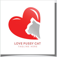 love cat logo design with creative modern syle Premium Vector