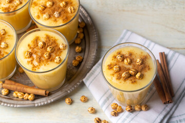 Traditional Turkish drink with roasted chickpea Boza or Bosa