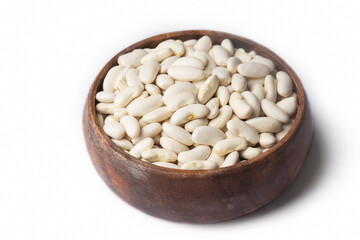 Dried haricot bean on the white background