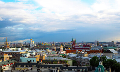 Fototapeta na wymiar Panoramic view on Moscow city center and Kremlin, Russia