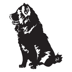 Chow chow dog black silhouette, vector illustration