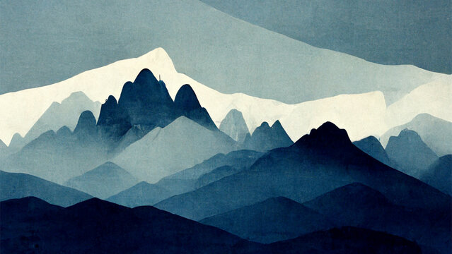 Silhouette of mountain wallpaper landscape view