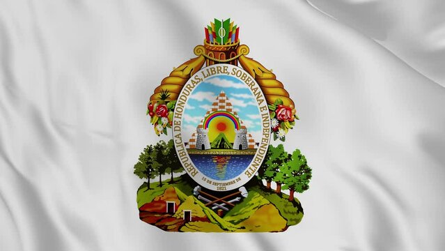 national emblem or symbol of Honduras in waving flag. smooth 4k video seemless loop