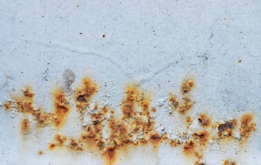 Rusted and corroded on metal white background
