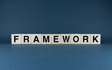 Framework. Cubes form the word Framework.