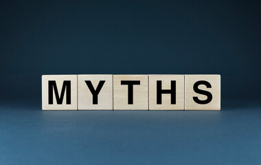 Myths. Cubes form the word Myths