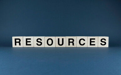 Resources. Cubes form the word Resources.