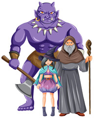 Group of medieval cartoon characters