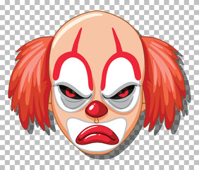 Scary clown head on grid background
