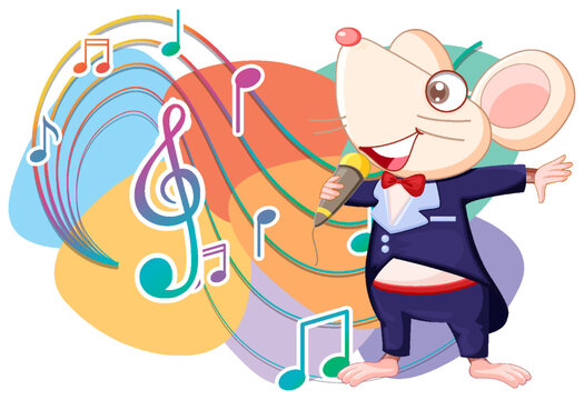 Rat singer cartoon character on white background