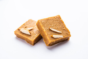 Besan burfi or Mohanthal roasted barfi - an indian sweet