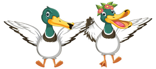 A couple of ducks cartoon character