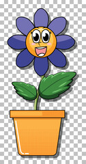 Flower cartoon character in pot