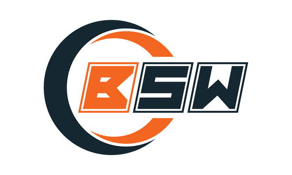 BSW three-letter circle logo design. custom font logo vector template | abstract logo | word mark logo | letter mark logo | business logo | minimalist logo | font logo |