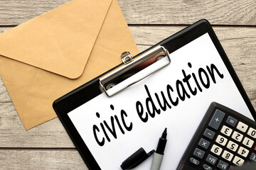 CIVIC EDUCATION top view on a folder with text.