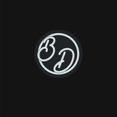 Initials BD logo monogram with simple circle line design inspiration