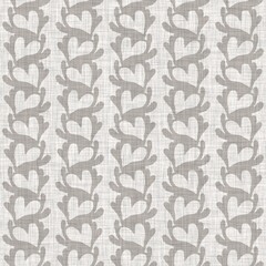 French grey doodle motif linen seamless pattern. Tonal country cottage style abstract scribble motif background. Simple vintage rustic fabric textile effect. Primitive drawing shabby chic cloth.
