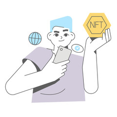 Nft related, bloop vector illustration concept. Editable colors, up scalable.