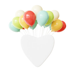 Fototapeta na wymiar 3D Birthday Color Balloon Frame
