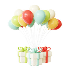 3D Birthday Color Balloon and Gift box