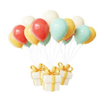 3D Birthday Color Balloon and Gift box