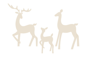 Deer family silhouette vector illustration.