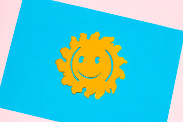 sun on blue background which is on pink background, creative art modern design