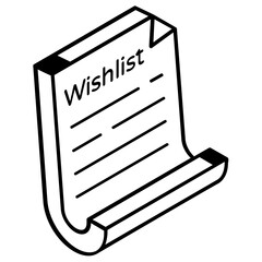 Trendy isometric outline icon of wishlist